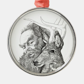 Weihnachtsmann und Rentier Ornament Aus Metall