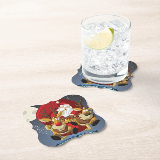 Weihnachtsmann und Rentier Paper Untersetzer (Vor Ort)