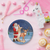 Weihnachtsmann und Rentier Pappteller (Party)