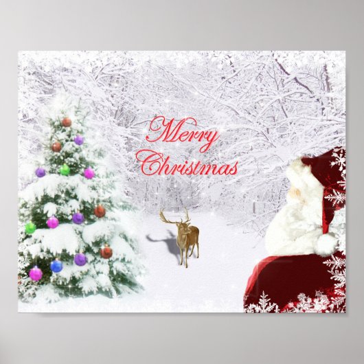 Weihnachtsmann und Rentier Poster (Vorne)