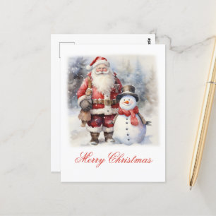 Weihnachtsmann und Rentier Postkarte