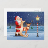 Weihnachtsmann und Rentier Postkarte (Vorne/Hinten)
