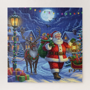 Weihnachtsmann- und Rentier-Puzzle Puzzle