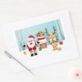 Weihnachtsmann und Rentier Rechteckiger Aufkleber (Umschlag)