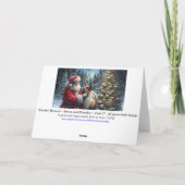 Weihnachtsmann und Rentier, Schneewald, Weihnachts Feiertagskarte (Rückseite)