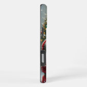 Weihnachtsmann und Rentier, Schneewald, Weihnachts iPhone Hülle (Rechte Seite)