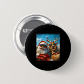 Weihnachtsmann und Rentier Selfie Lustiger Weihnac Button (Vorne & Hinten)
