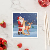 Weihnachtsmann und Rentier Serviette (Beispiel)