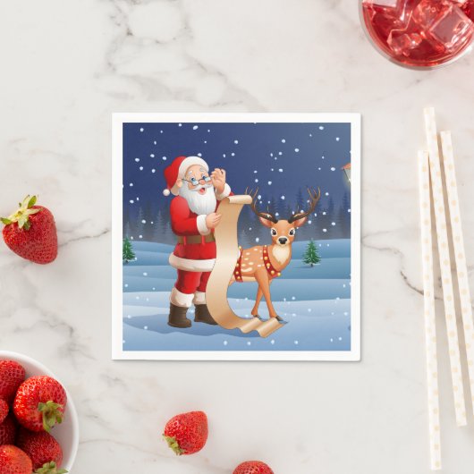 Weihnachtsmann und Rentier Serviette (Beispiel)
