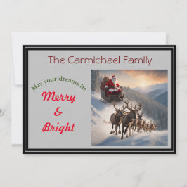 Weihnachtsmann und Rentiere am Heiligen Abend Feiertagskarte