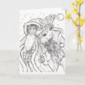 Weihnachtsmann und Rentiere Farbe für Weihnachten Karte (Gelbe Blume)