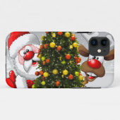 Weihnachtsmann und Rentiere hinter einem Weihnacht Case-Mate iPhone Hülle (Rückseite (Horizontal))