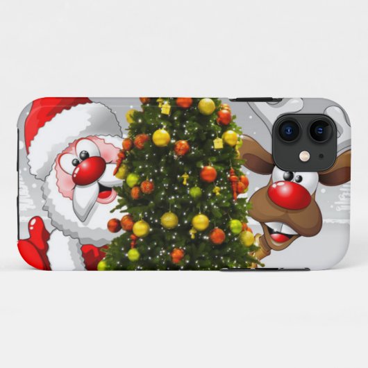 Weihnachtsmann und Rentiere hinter einem Weihnacht Case-Mate iPhone Hülle (Rückseite (Horizontal))