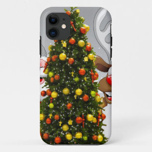 Weihnachtsmann und Rentiere hinter einem Weihnacht Case-Mate iPhone Hülle