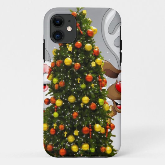 Weihnachtsmann und Rentiere hinter einem Weihnacht Case-Mate iPhone Hülle (Rückseite)
