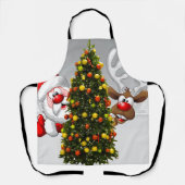 Weihnachtsmann und Rentiere hinter einem Weihnacht Schürze (Vorderseite)