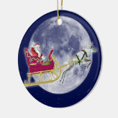 Weihnachtsmann und Rentiere Keramikornament (Links)