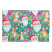 Weihnachtsmann und Rentiere Kissenbezug (Rückseite)