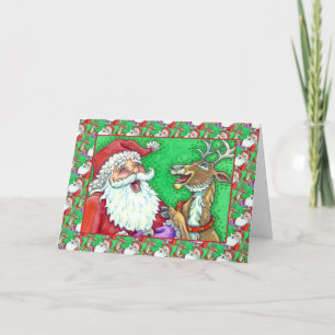 WEIHNACHTSMANN UND RENTIERE KLopf KLopf WITZE Vers Feiertagskarte
