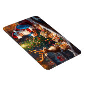 Weihnachtsmann und Rentiere machen Lebkuchenhaus Magnet (Rechte Seite)