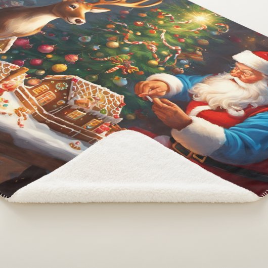 Weihnachtsmann und Rentiere machen Lebkuchenhaus Sherpadecke (3/4)