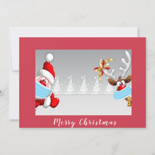 Weihnachtsmann und Rentiere mit Weihnachtsbrillen Karte (Vorderseite)