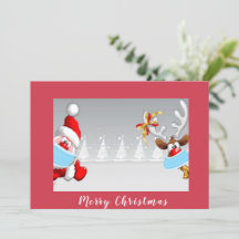 Weihnachtsmann und Rentiere mit Weihnachtsbrillen