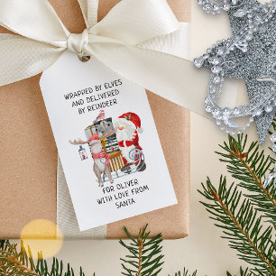 Weihnachtsmann und Rentiere Personalisierte Kinder Geschenkanhänger