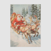 Weihnachtsmann und Rentiere Seidenpapier (Vorderseite)