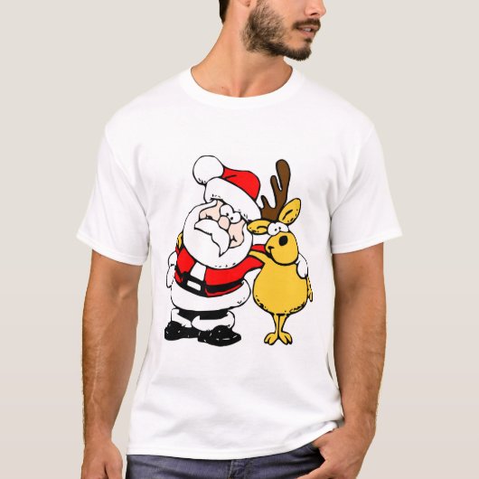 Weihnachtsmann und Rentiere T-Shirt (Vorderseite)