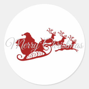 Weihnachtsmann und Rentiere vintage retro Runder Aufkleber