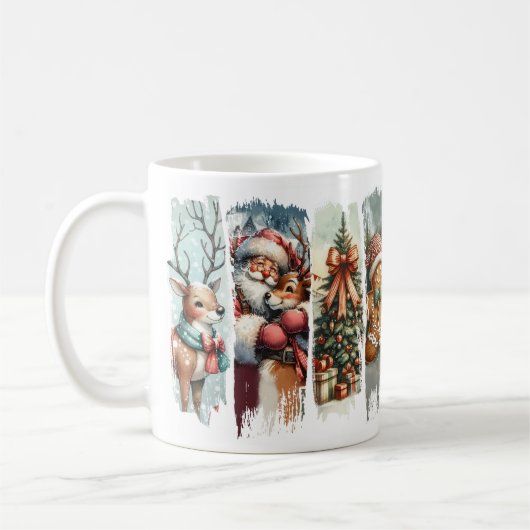 Weihnachtsmann und Rentiere Weihnachten und Kekse Kaffeetasse (Links)