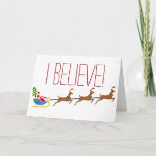 Weihnachtsmann und Rentierteam Ich glaube an Weihn Feiertagskarte