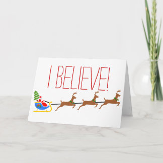Weihnachtsmann und Rentierteam Ich glaube an Weihn Feiertagskarte