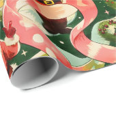 Weihnachtsmann und Ribbons Geschenkpapier (Rolleneckpunkt)