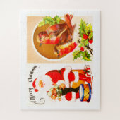 Weihnachtsmann und Robins Frohe Weihnachten Puzzle (Vertikal)