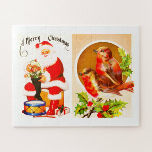 Weihnachtsmann und Robins Frohe Weihnachten Puzzle