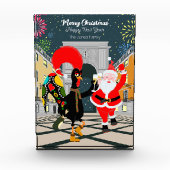 Weihnachtsmann und Rooster Champagner Toast bis Ne Fotoblock (Vorderseite)