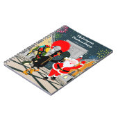 Weihnachtsmann und Rooster Champagner Toast bis Ne Notizblock (Linke Seite)