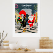 Weihnachtsmann und Rooster Champagner Toast bis Ne Poster (Küche)