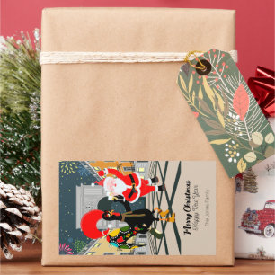 Weihnachtsmann und Rooster Champagner Toast bis Ne Rechteckiger Aufkleber