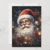 Weihnachtsmann und Rote Rosen Feiertagskarte (Vorderseite)