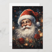 Weihnachtsmann und Rote Rosen Feiertagskarte (Vorne/Hinten)