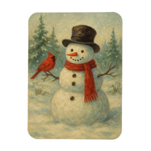 Weihnachtsmann und roter Vogel im Vintage-Stil Wei Magnet