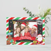 Weihnachtsmann und Rudolf Foto Weihnachtsgrüße Feiertagskarte (Stehend Vorderseite)