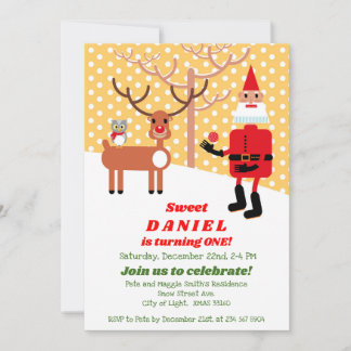 Weihnachtsmann und Rudolph erste Geburtstagsparty Einladung