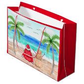 Weihnachtsmann und Sand Snowman zu Weihnachten am Große Geschenktüte (Vorderseite Schrägansicht)