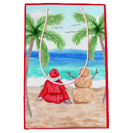 Weihnachtsmann und Sand Snowman zu Weihnachten am  Mittlere Geschenktüte