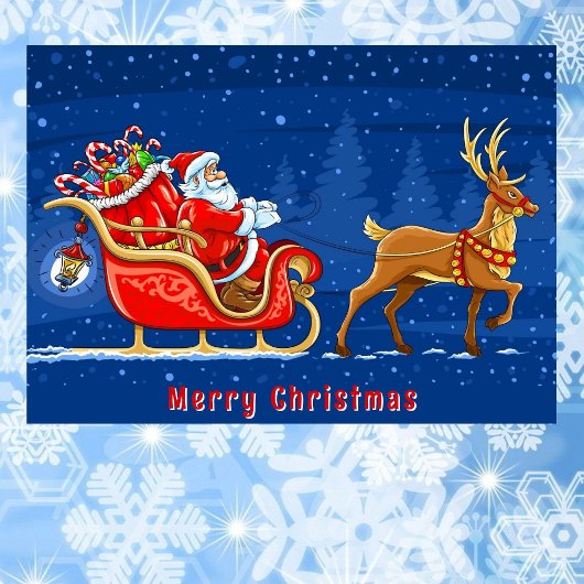 Weihnachtsmann und Schlitten Unterschrift Niedlich Karte