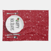 Weihnachtsmann und Schneeflocken Geschirrtuch (Horizontal)